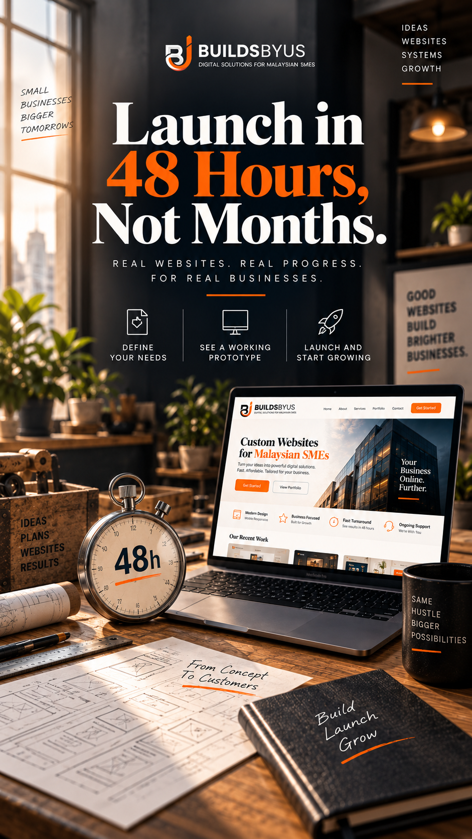 We build the real site in 1 to 2 business days
